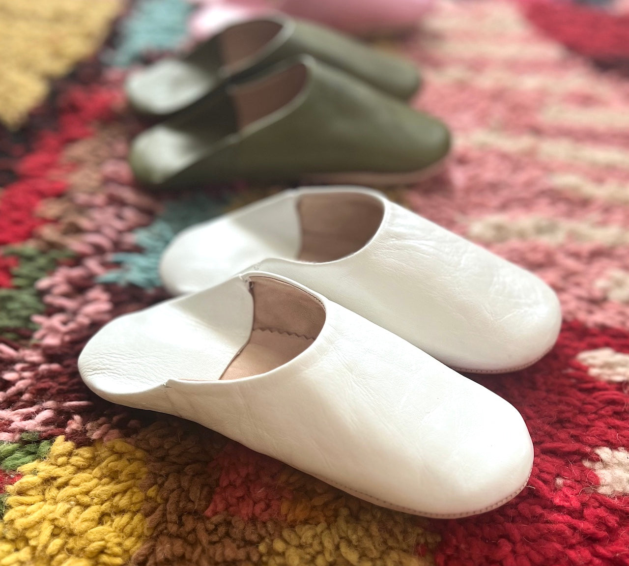 white babouche ladies slippers 