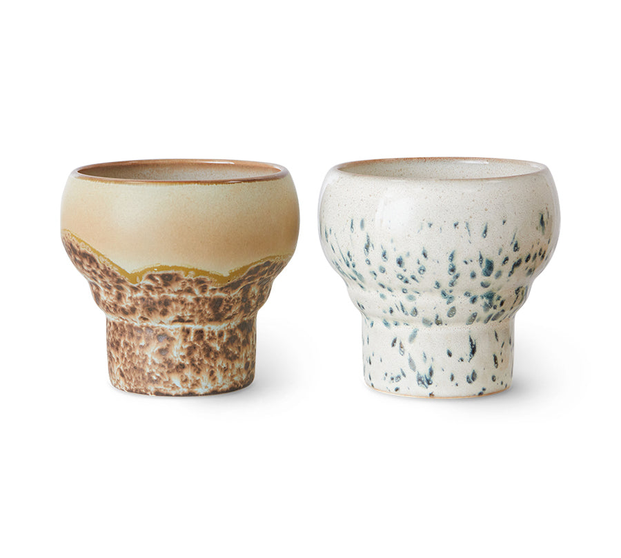 1970's ceramic mugs set Lungo by HKliving 