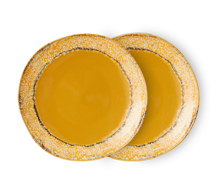 Set of 1970's Orange Ceramic Plates by HKliving