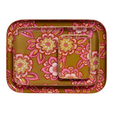 Set of floral-patterned trays on a white background