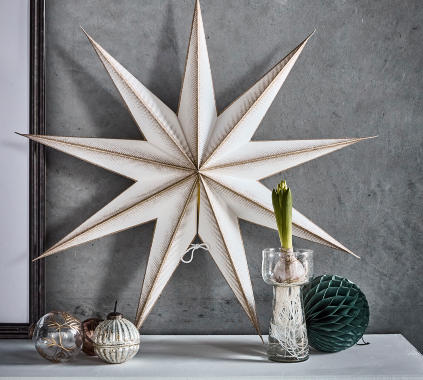 Decorative white star with gold glitter 