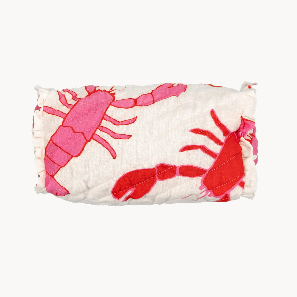 lobster print red and pink cosmetics bag