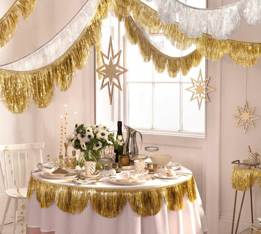 Silver Tinsel Scallop Garland by Meri Meri