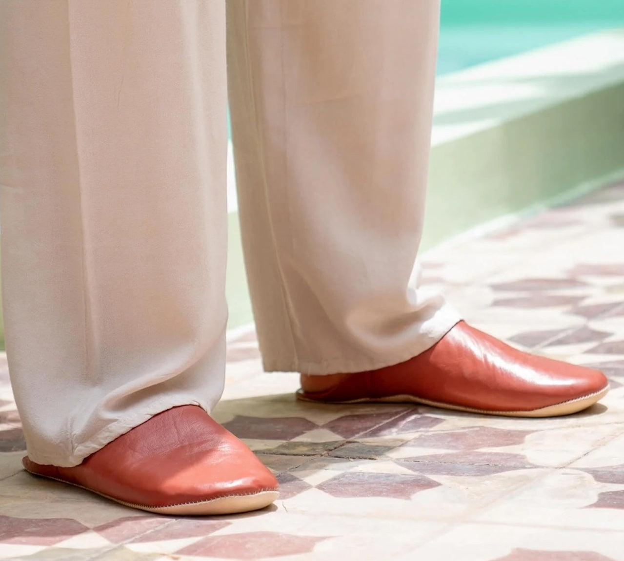 Mens leather Moroccan slippers