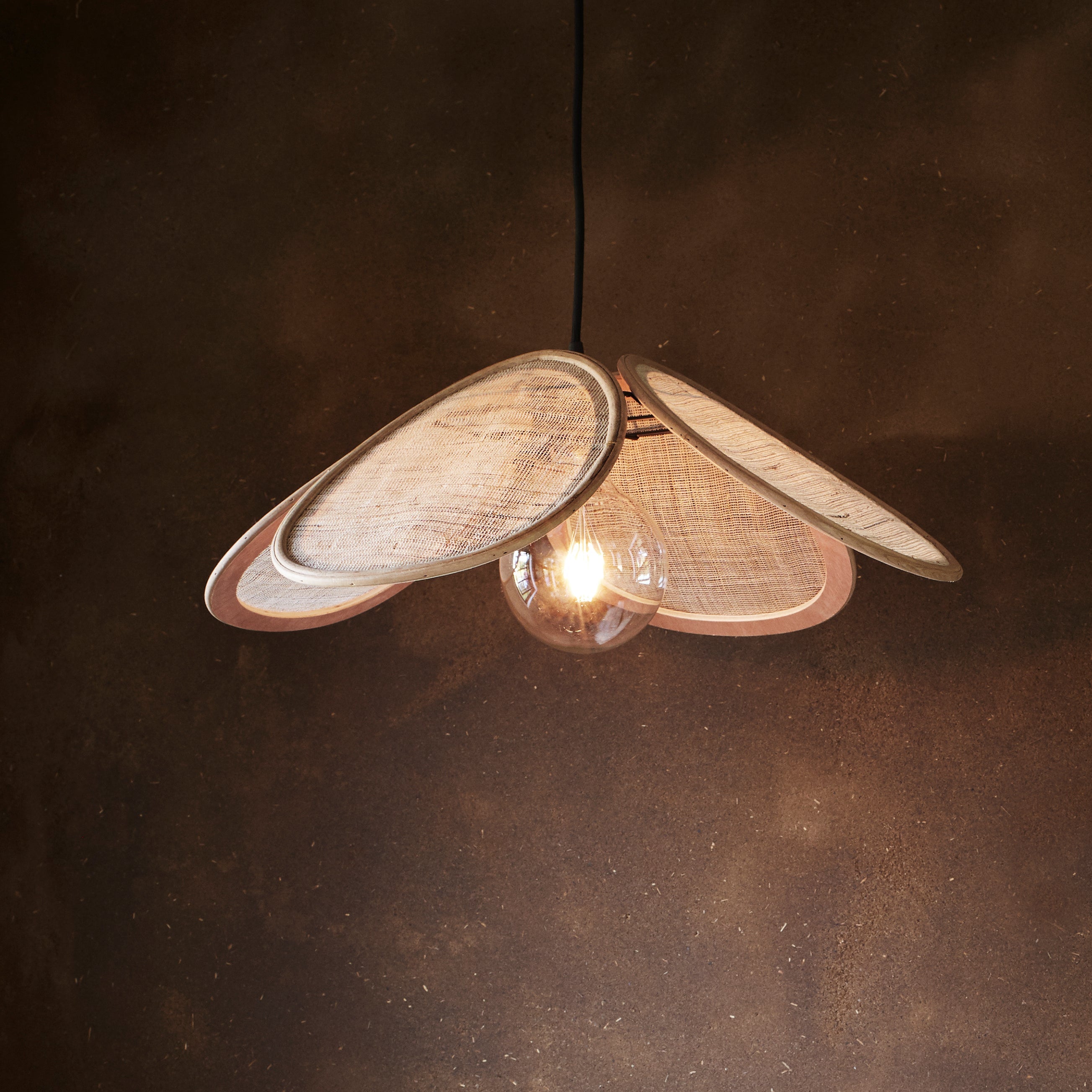 rattan and linen ceiling lamp 