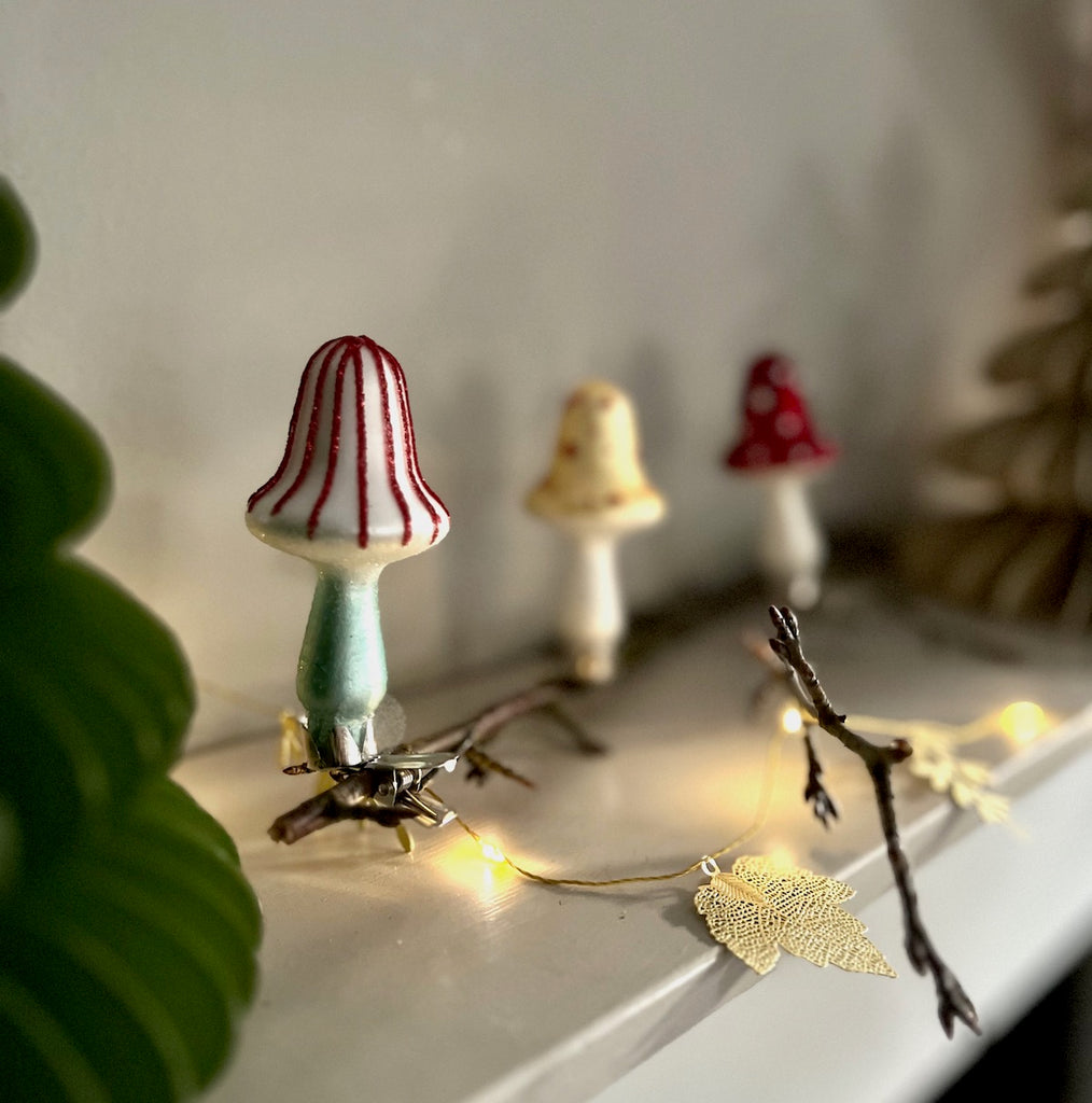 glass mushroom Christmas ornaments