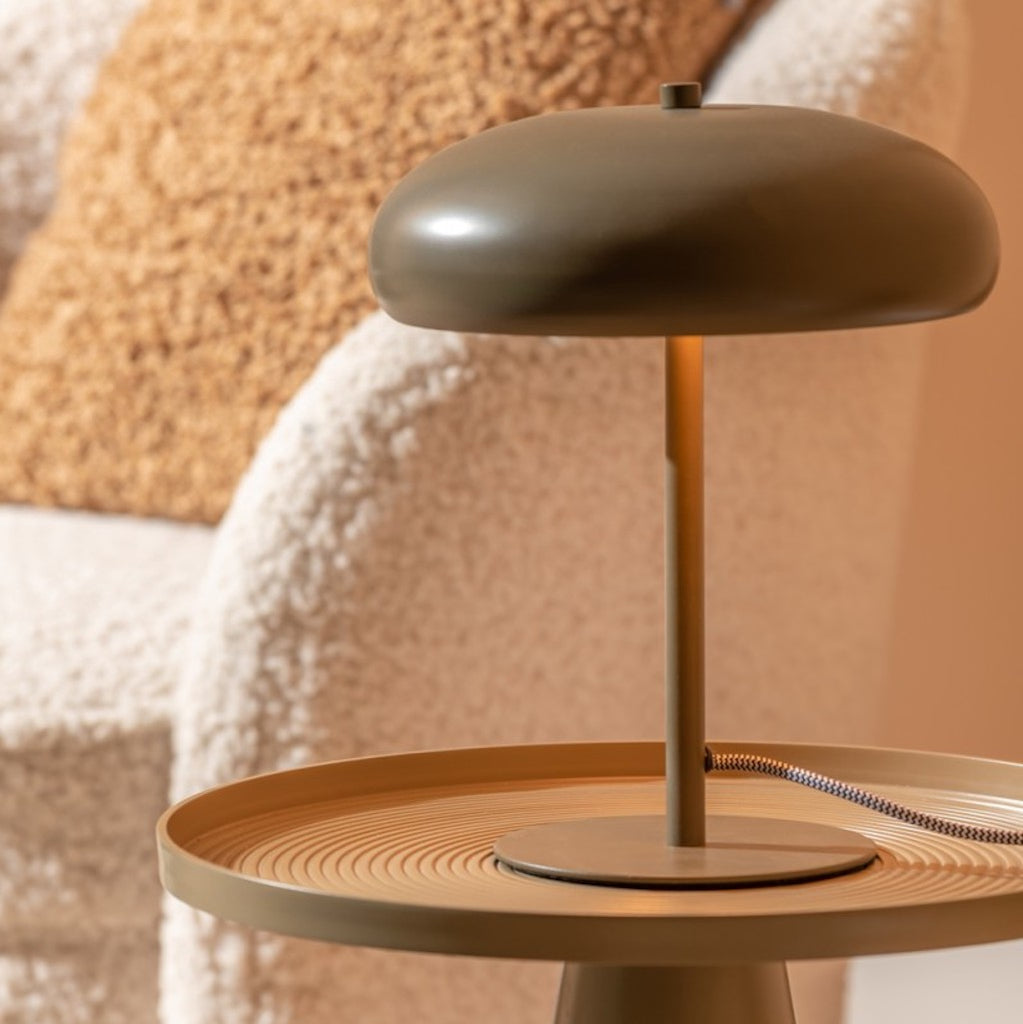 Moss green mushroom shaped table lamp by Leitmotiv