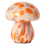 Glass mushroom lamp in orange and white