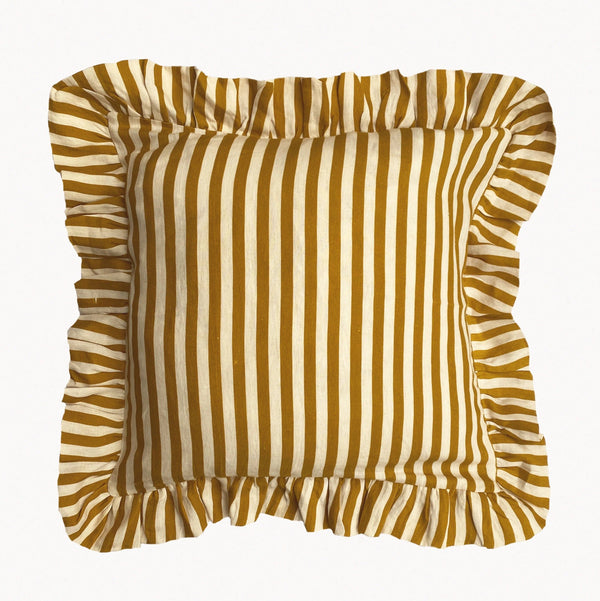 ochre yellow stripe cushion by Amuse la bouche