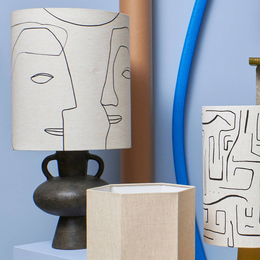 Face Lampshade with Stoneware Base by HKliving