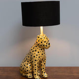 Yellow cheetah lamp with black shade