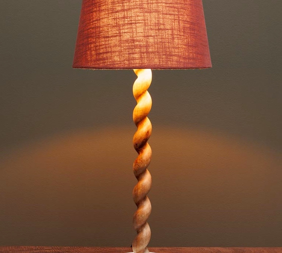 Carved Wooden Table Lamp Swirl