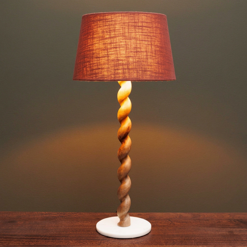 Carved Wooden Table Lamp Swirl