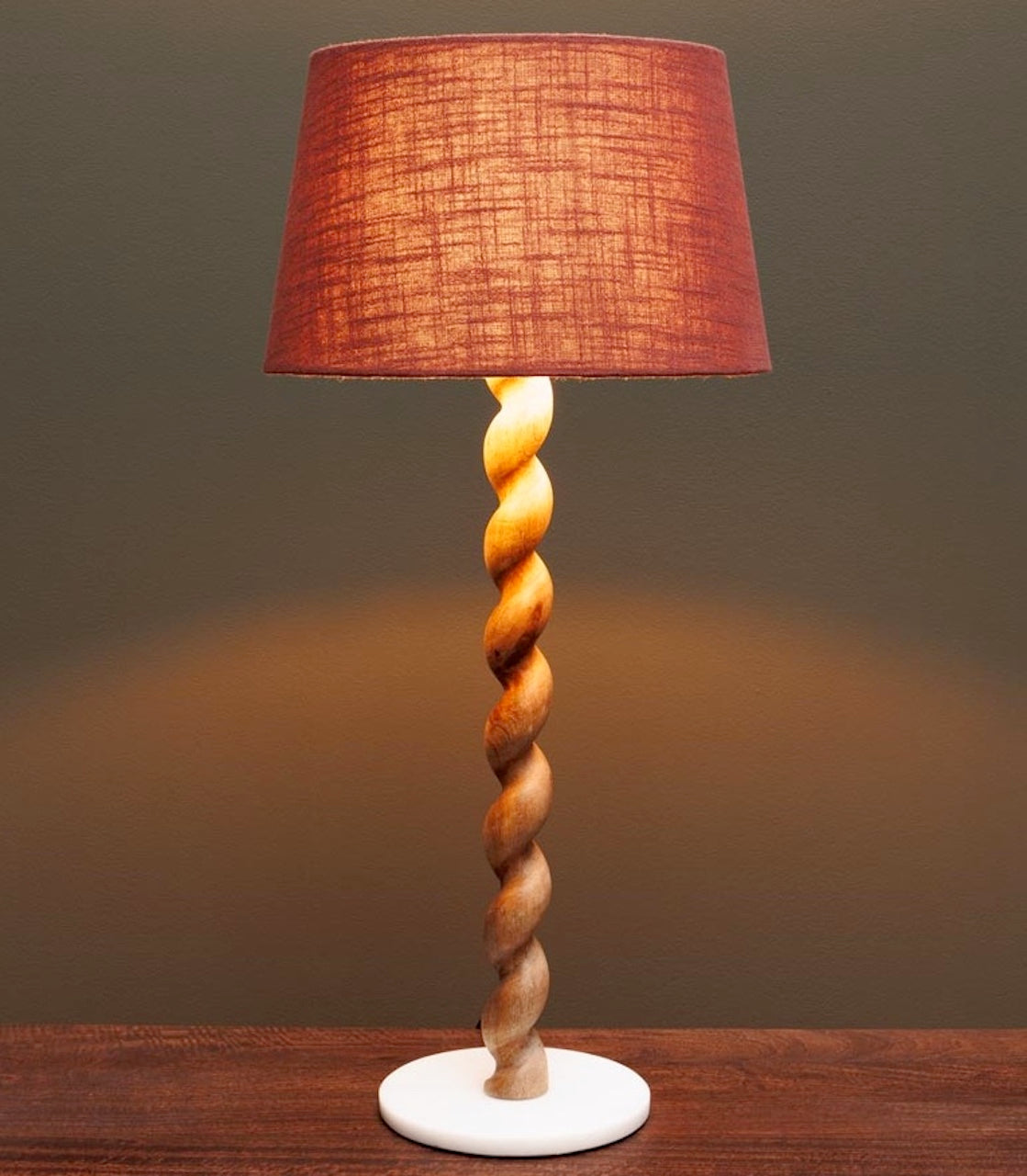 Carved Wooden Table Lamp Swirl