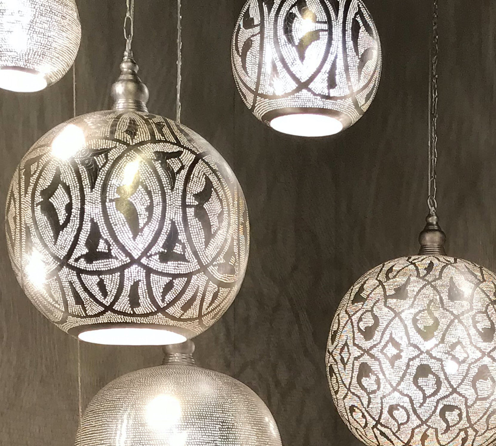 silver filigrain Moroccan pendant light