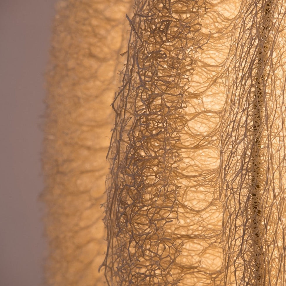 Detail of Natural loofah pendant light by Zenza