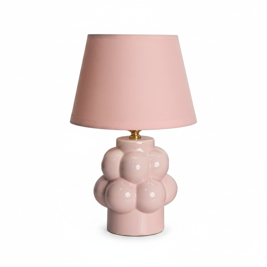 pink ceramic bubble lamp and pink shade