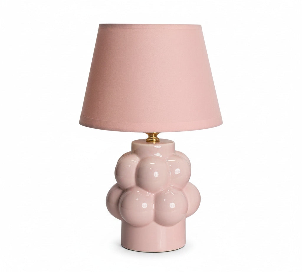pink ceramic bubble lamp and pink shade