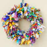 recycled sari fabric Christmas wreath 