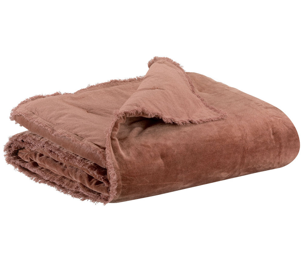 Fara Rose Pink Velvet Throw by Vivaraise