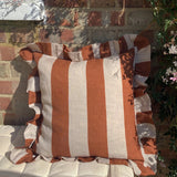 cinnamon stripe ruffle cushion by Amuse la bouche