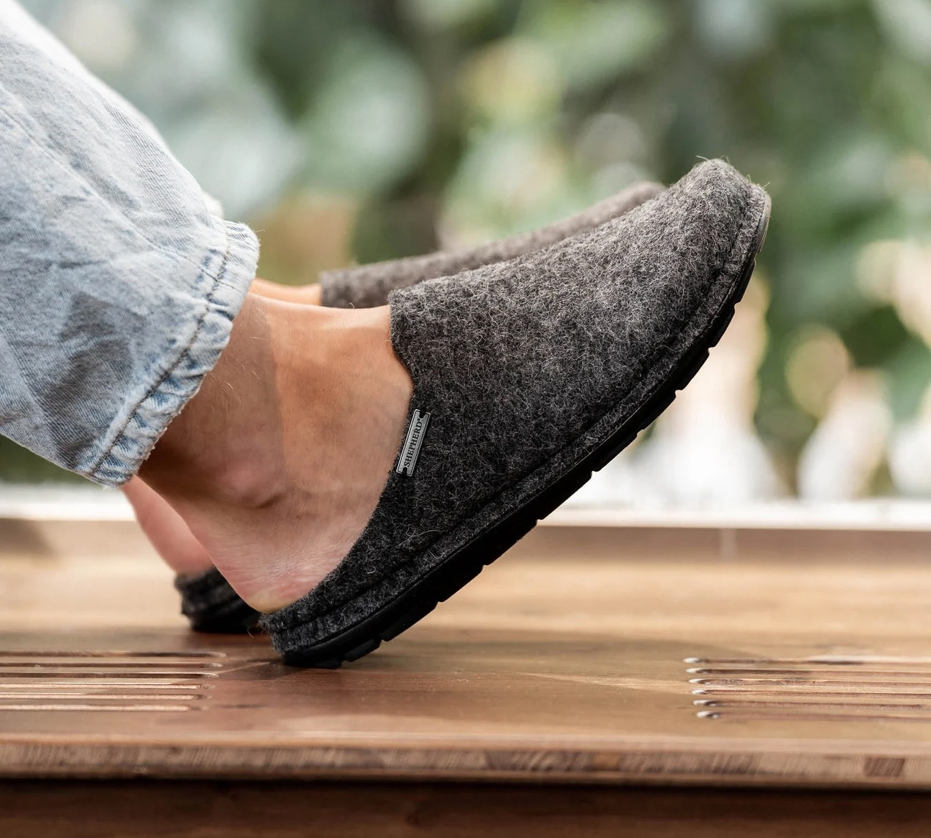 dark grey felt wool slippers Samuel 