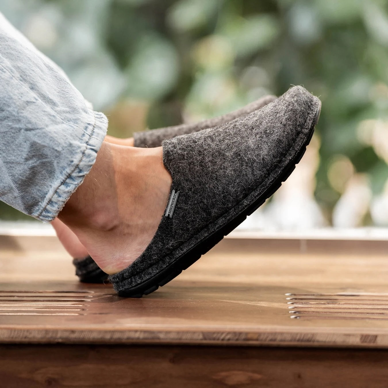 dark grey felt wool slippers Samuel 