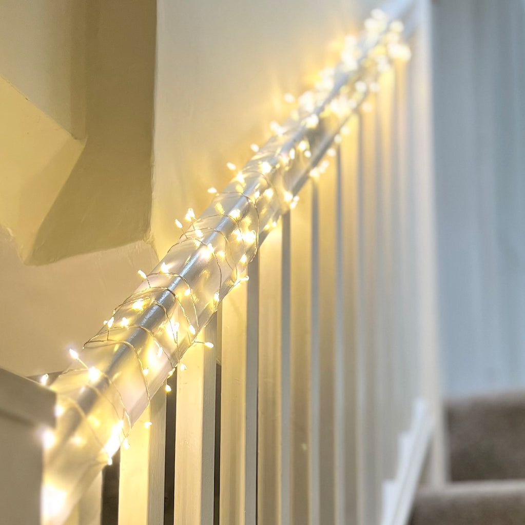 silver cluster string lights 