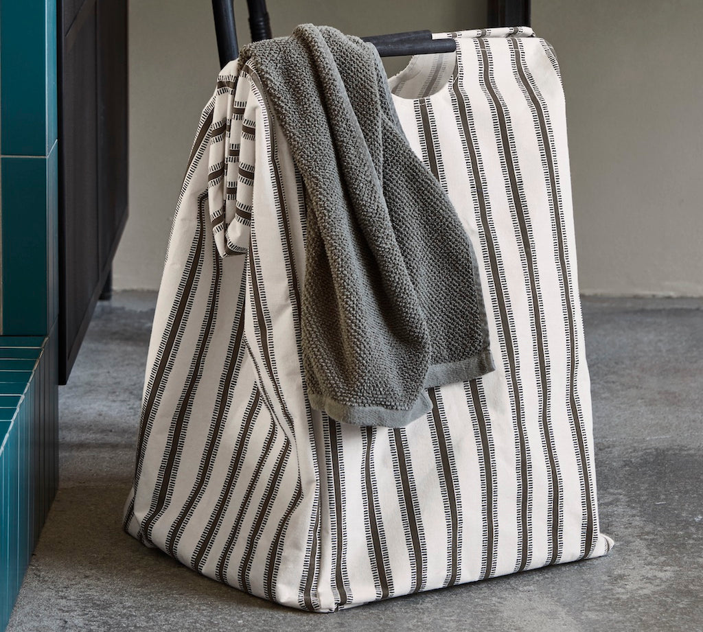 striped laundry bag