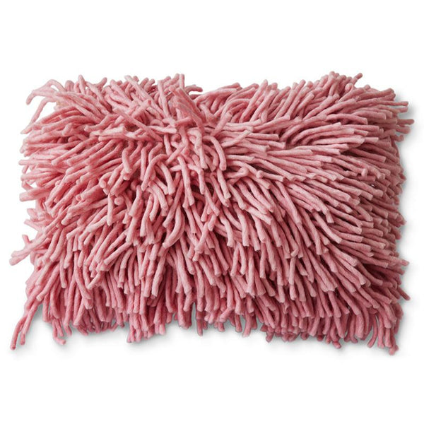 Fluffy pink cushion Rugged by HKliving is made from tactile fluffy wool 