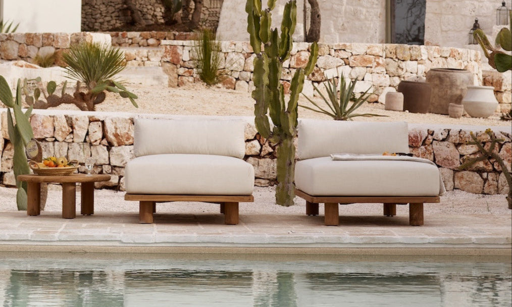 recycled teak garden sofa