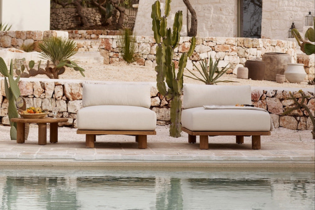 recycled teak garden sofa