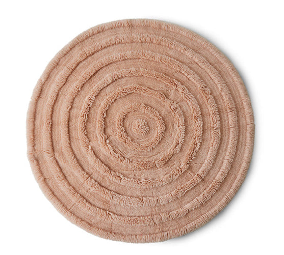 Round pink rug in wool by HKLIVING
