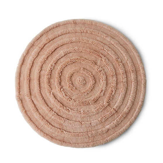 Round pink rug in wool by HKLIVING