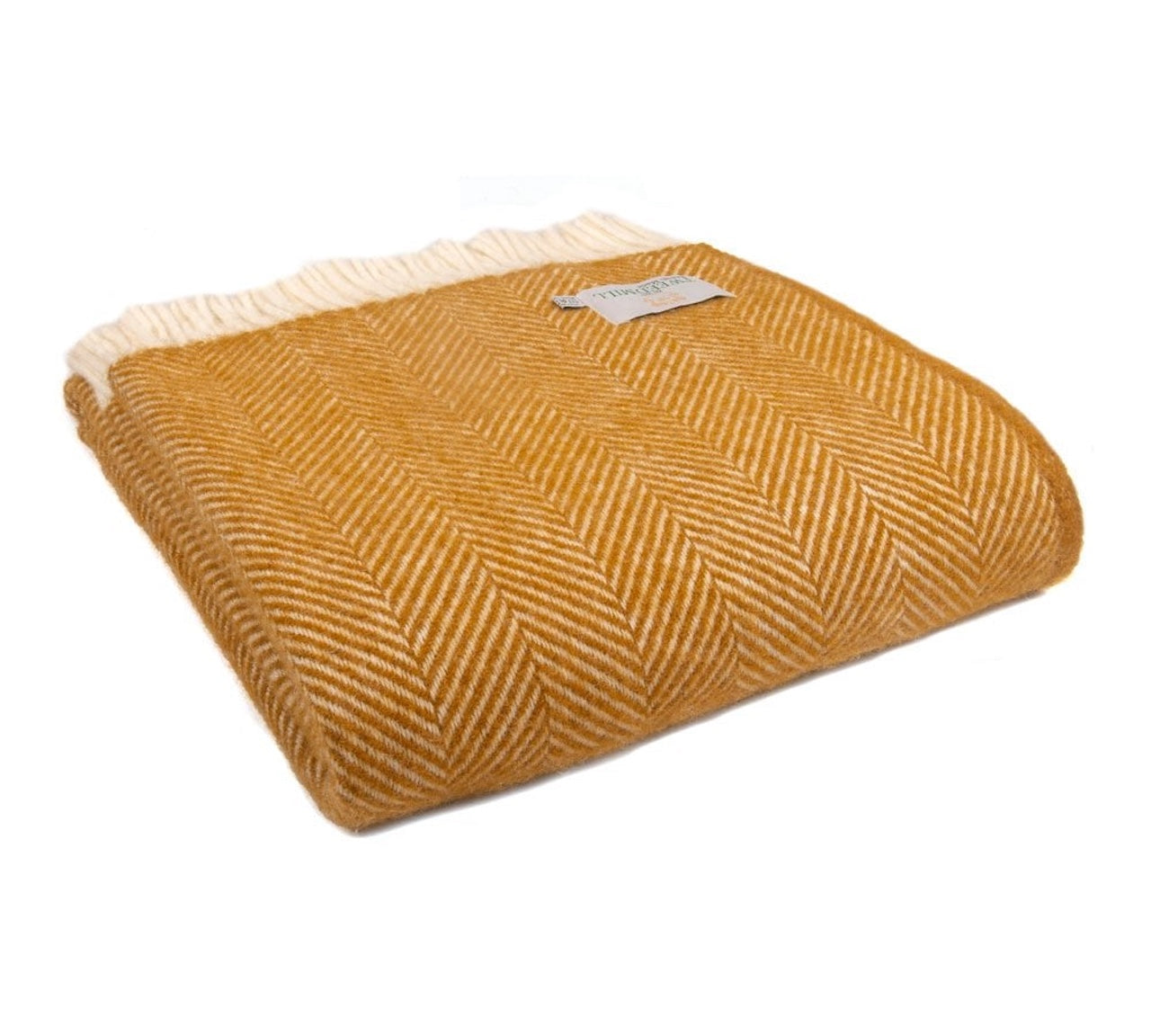 Tweedmill Fishbone Wool Throw in Mustard