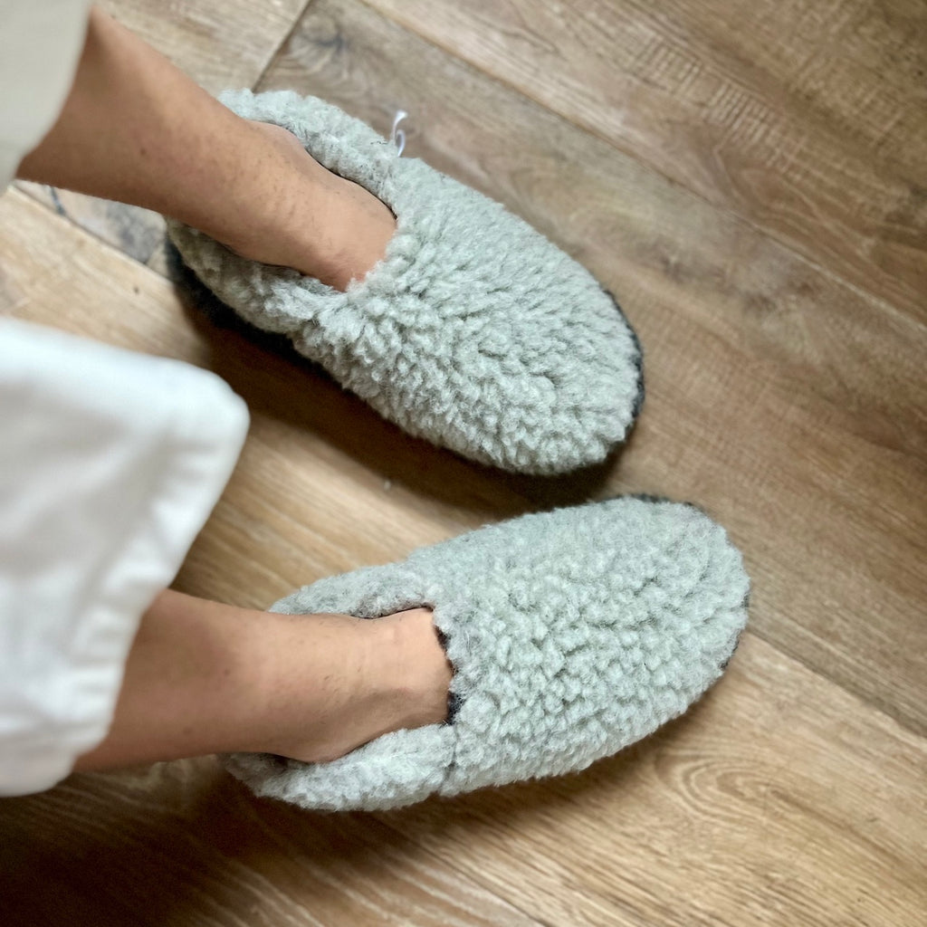 light grey slippers