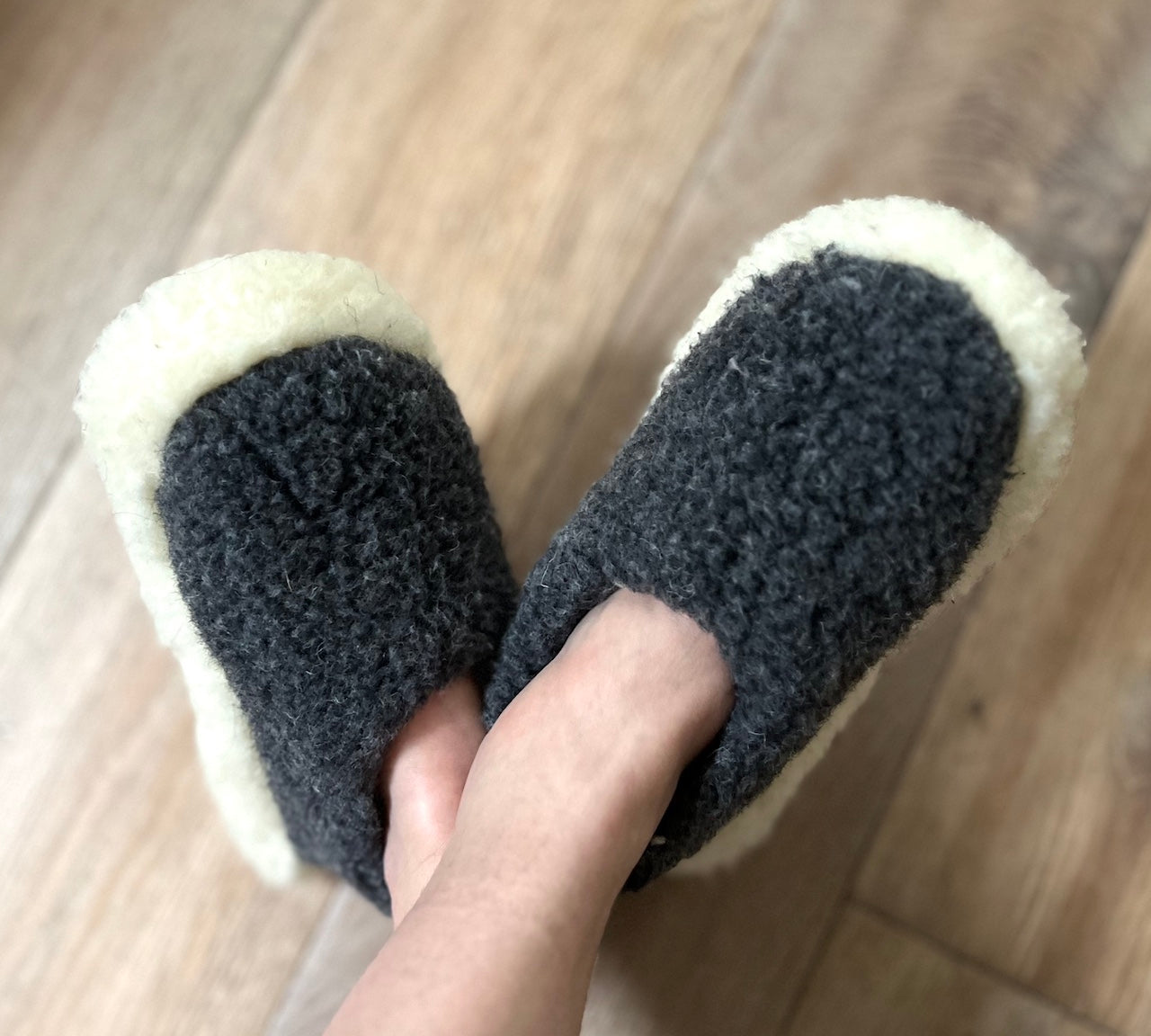 two tone fleece wool slippers