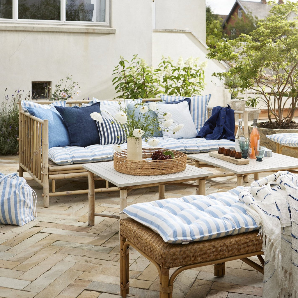 Blue and white striped sofa mattress