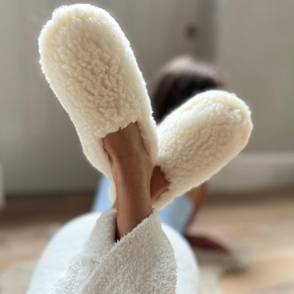 natural wool fleece slippers by Yoko