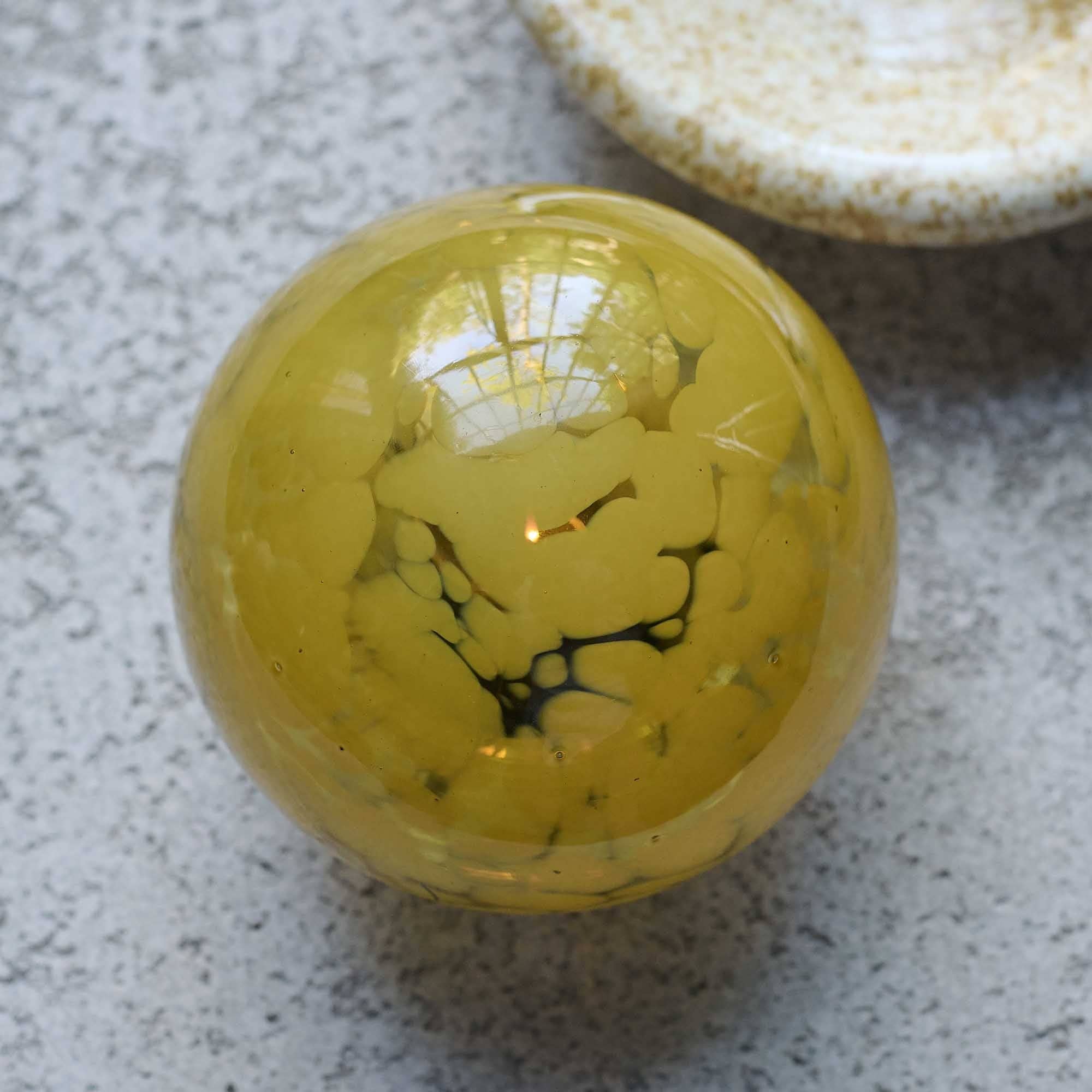 Yellow Glass Portable Table Lamp in Honey