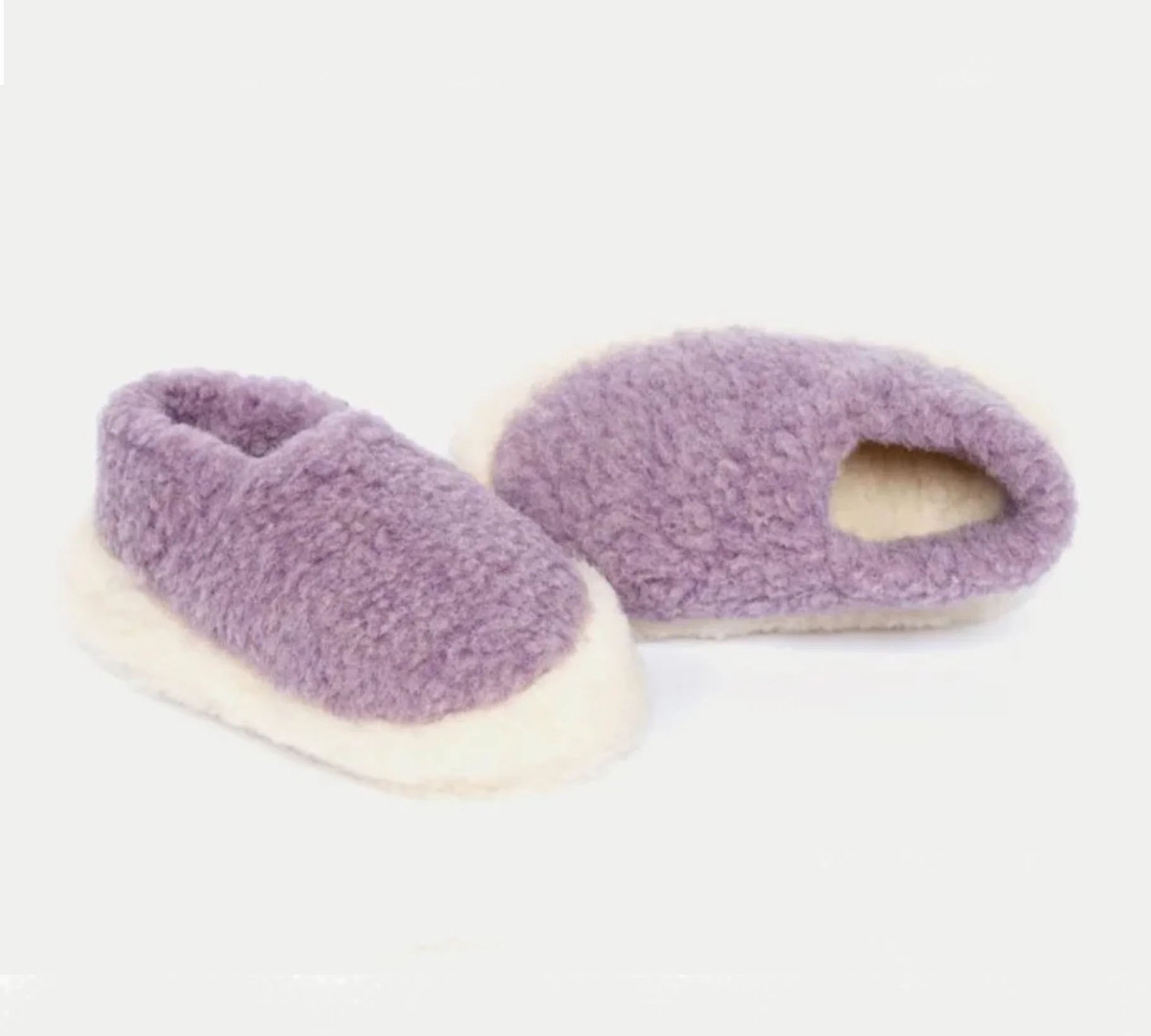 Pure Wool Fleece Slippers Lilac by Yoko