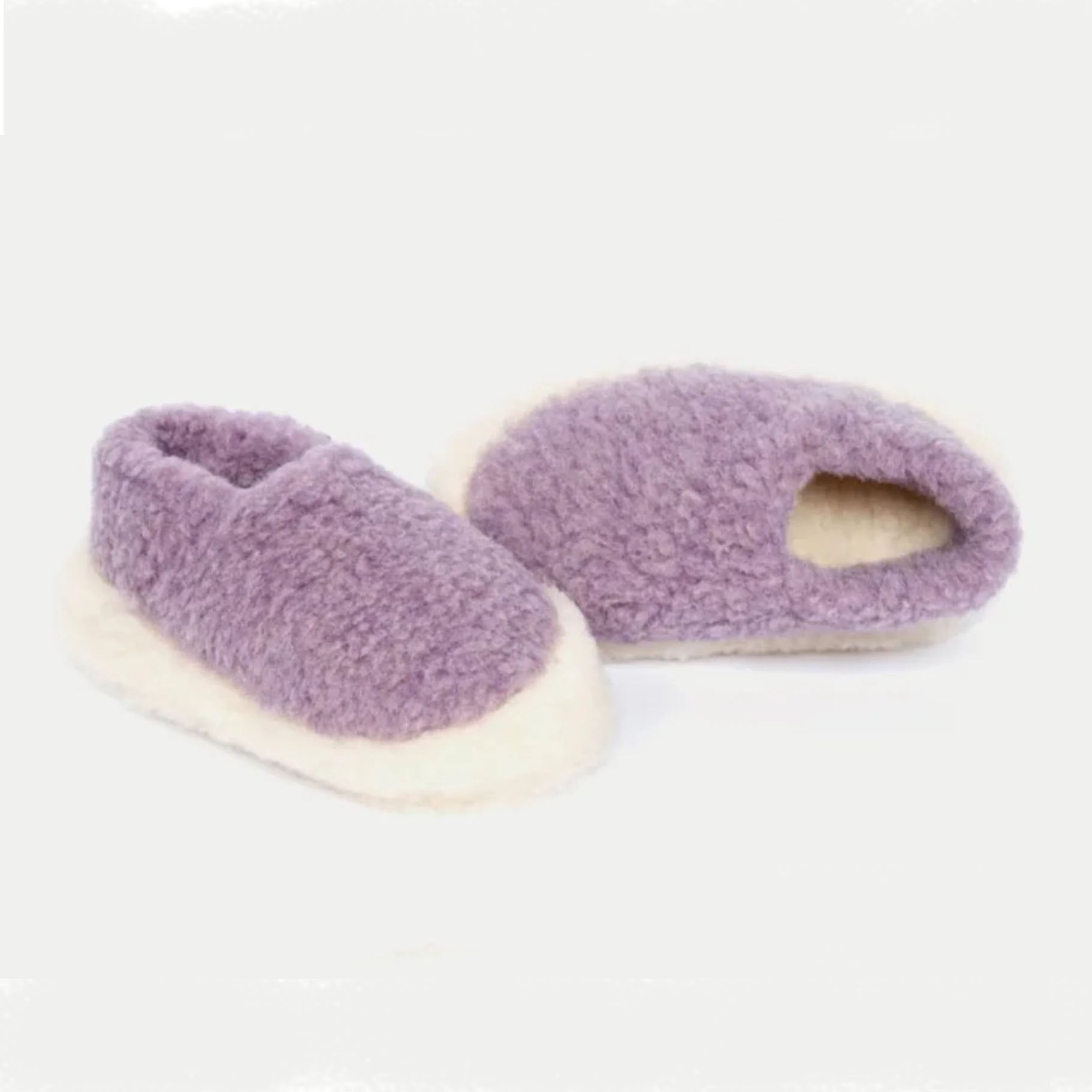 Pure Wool Fleece Slippers Lilac by Yoko