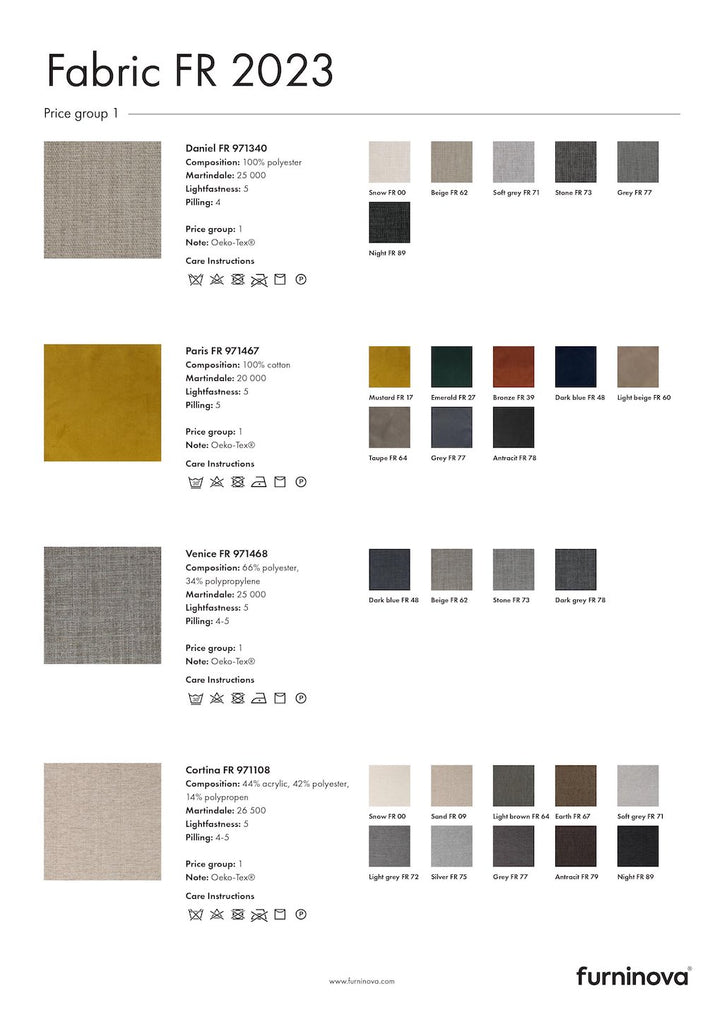 fabric choices for Vesta modular sofa