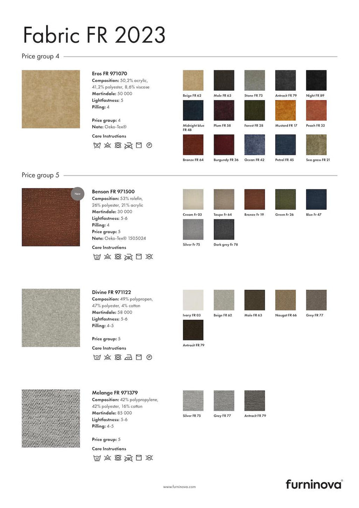 fabric choices for Vesta modular sofa
