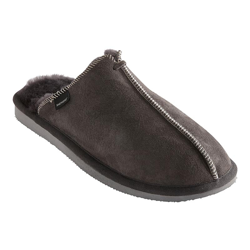 Hugo mens grey sheepskin slippers by Shepherd 