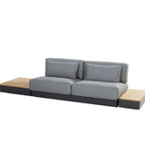 two seater sofa with teak end tables