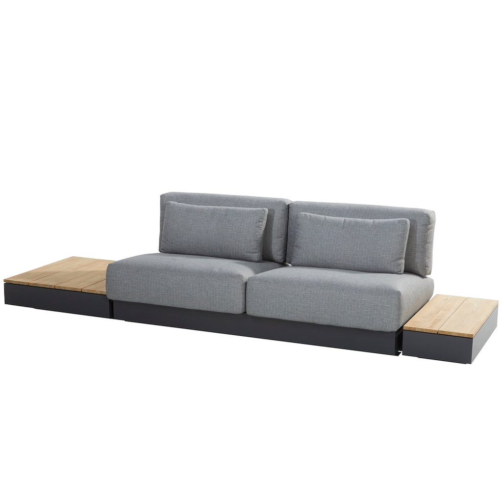 two seater sofa with teak end tables