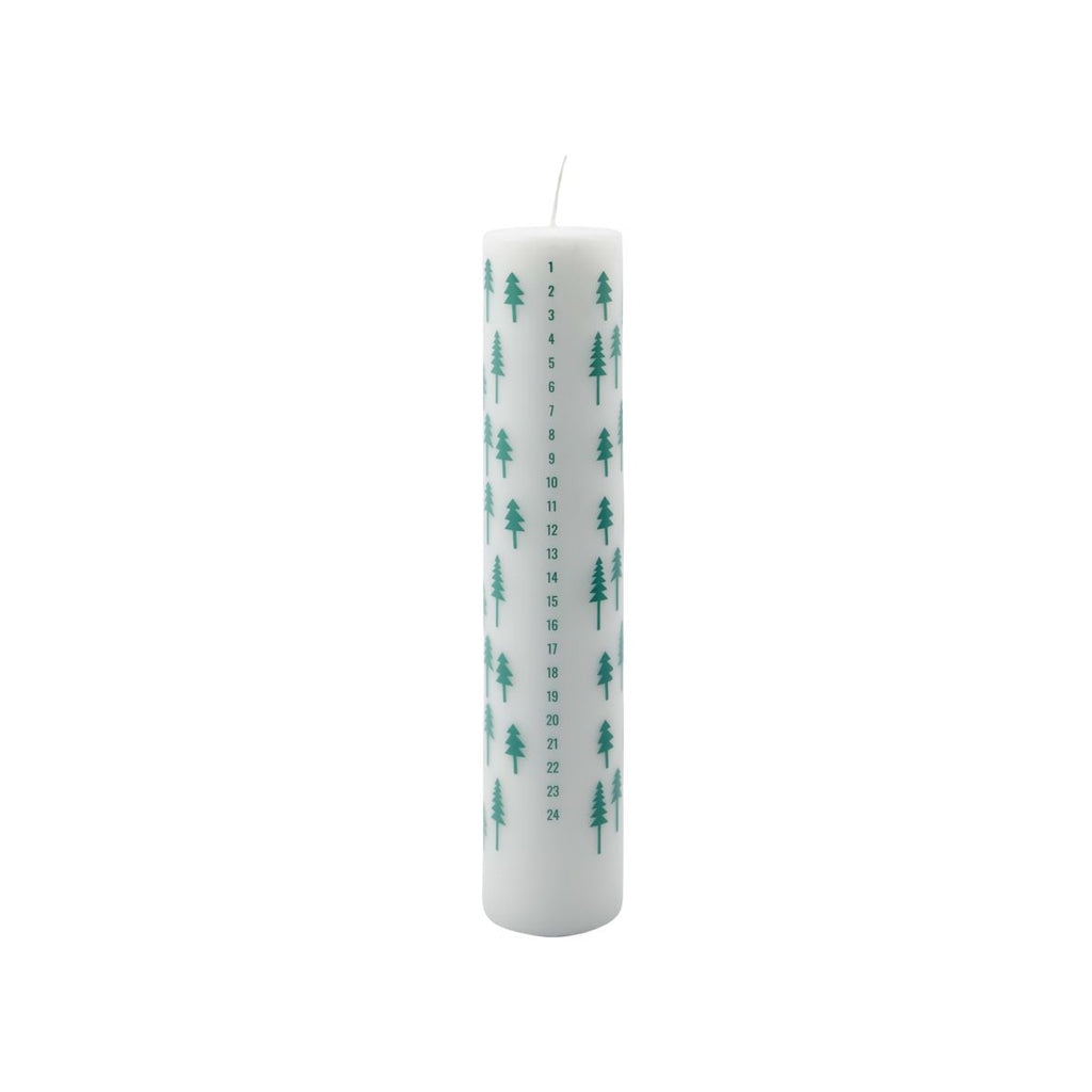 advent calendar candle with Christmas tree design