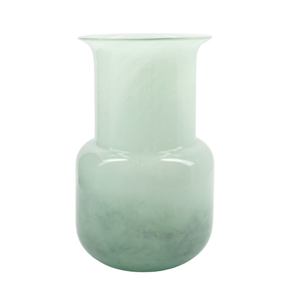 flared shaped mint green glass vase 