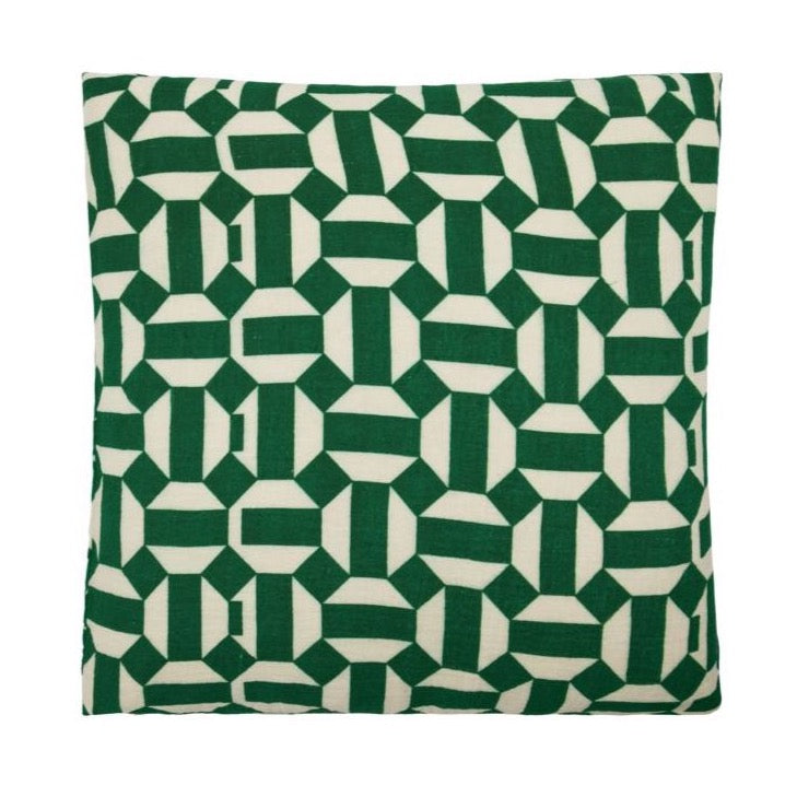 Green geometric cushion by House Doctor 